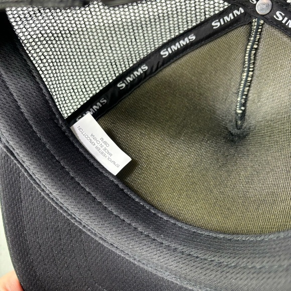 Simms Black Fishing Baseball Hat Cap Snapback Adjustable One Size Cotton Blend - Picture 4 of 8